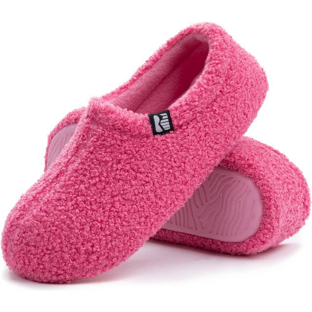 RockDove Women's Teddy Fleece Closed Back Indoor Slipper  Size 7-8 US Women  Hot Pink