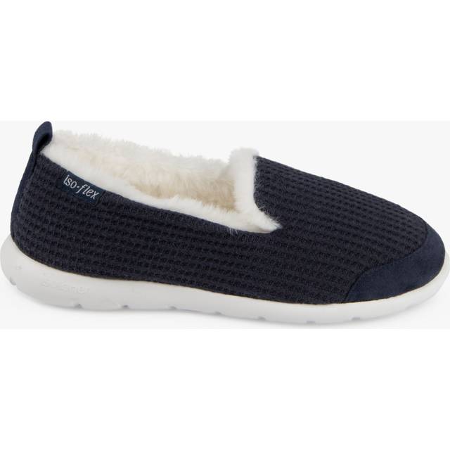 Isotoner® Ladies Iso-Flex Waffle Full Back Slipper Navy UK Size 6