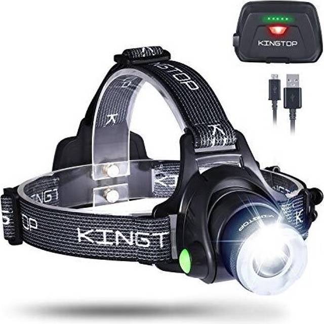 Kingtop Waterproof USB Rechargeable LED Zoomable Head Light Torch Lamp with Internal Lithium Battery