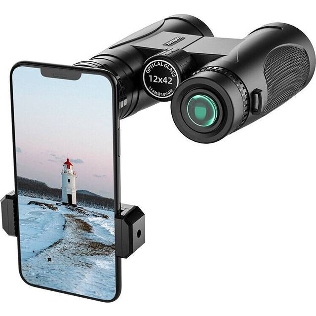 12X42 HD Binoculars With BAK4 Prism 42MM Objective Lens Low Light Night Vision FMC Multilayer Broadband Coating Waterproof Telescope