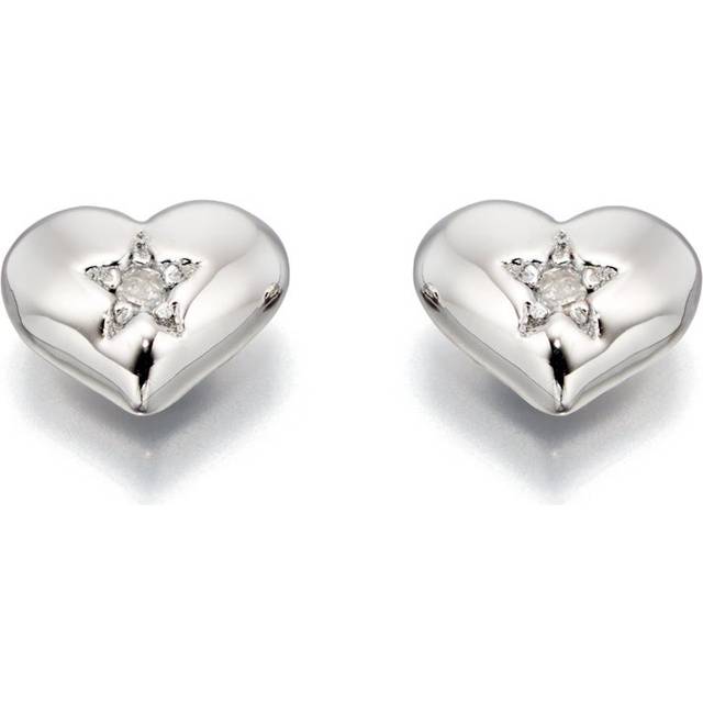 Little Star Silver Suri Diamond Heart Stud Earrings For Women - silver