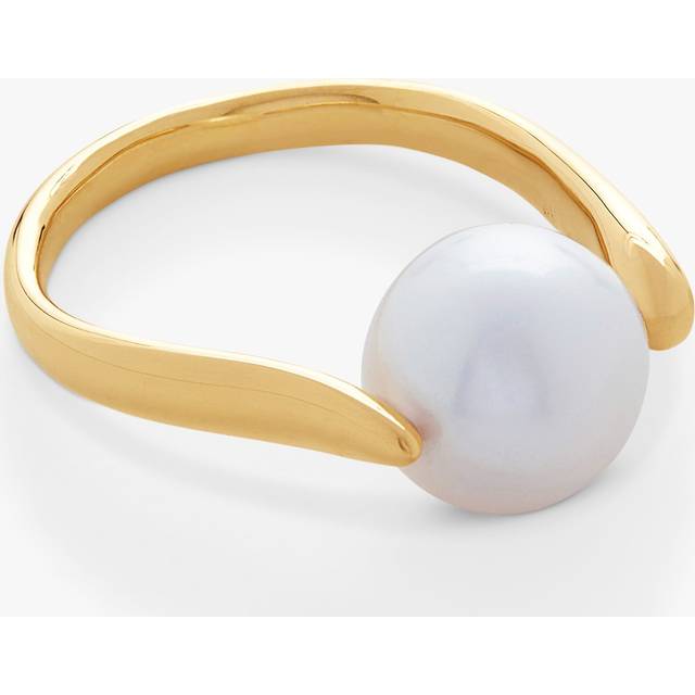Monica Vinader Nura Round Pearl Ring, Gold