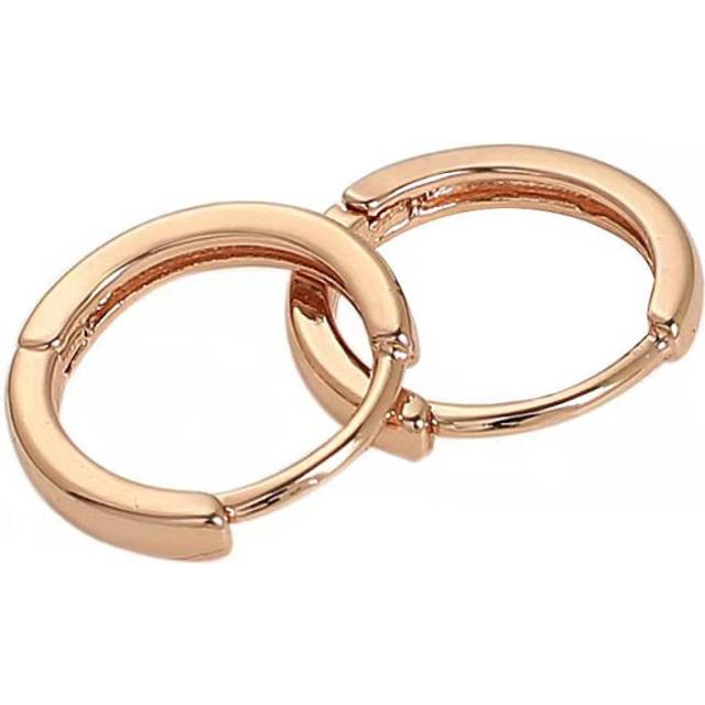 18k Rose Gold Plated Huggie Hoop 10mm Square Sleeper Earrings Non-allergenic