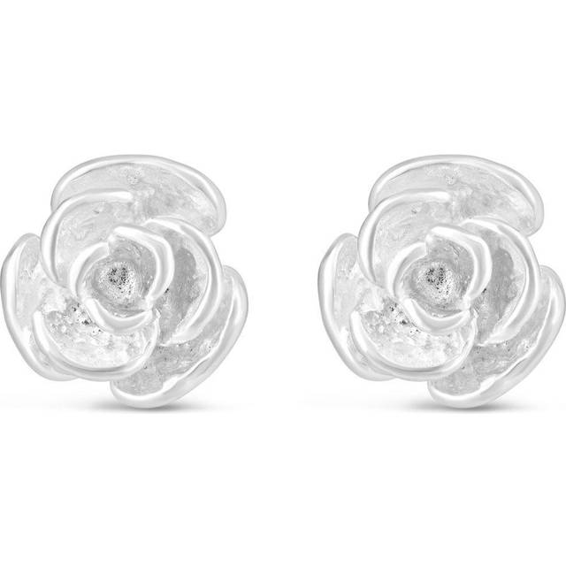 Sterling Silver Small Rose Stud Earrings - One Size