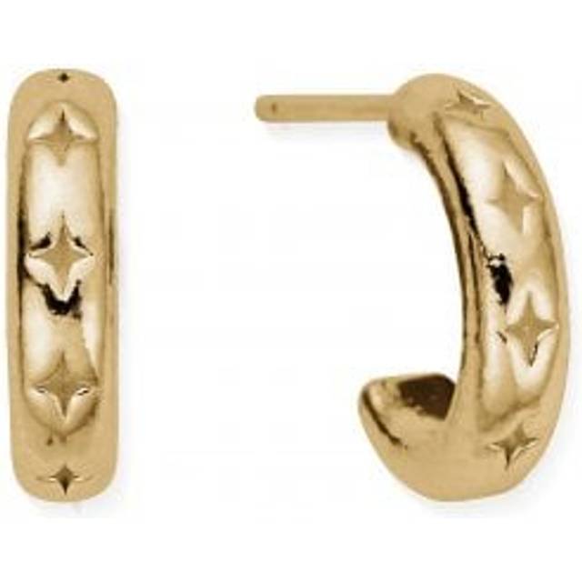 Gold Cut Out North Star Huggie Hoop Earrings GEH3323