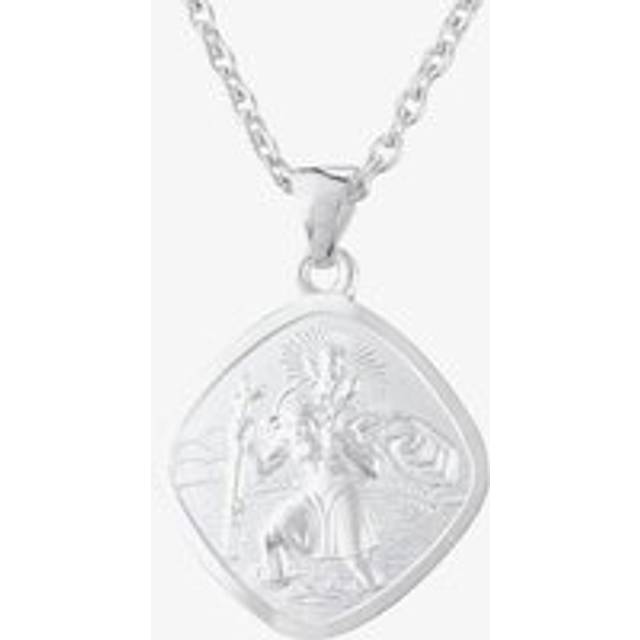 Sterling Silver St Christopher Square Necklace P30-8020-SC1318