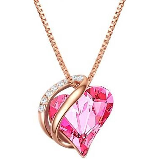 Rafaela Donata Womens Necklace with pendant sterling silver rose gold embellished swarovski crystals pink white - Size 45cm - Rose Gold