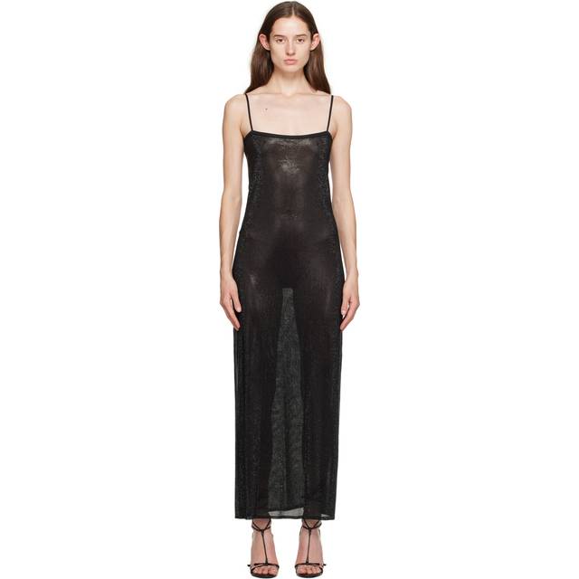 Alexander Wang Black Bead Midi Dress - 001 Black - XL