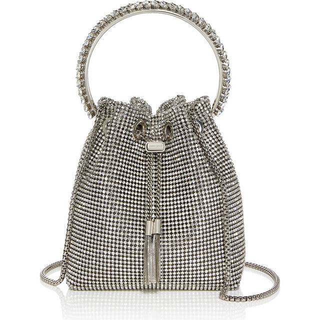 Jimmy Choo Silver Bon Crystal-embellished Mesh Top-handle Bag - SILVER