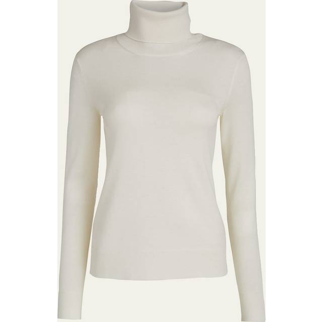 Cashmere Long-Sleeve Turtleneck Sweater - WHITE - Small