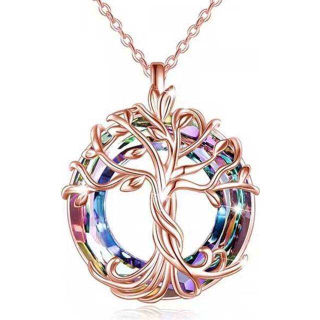 Tree of Life Necklace - Rose Gold - Pink