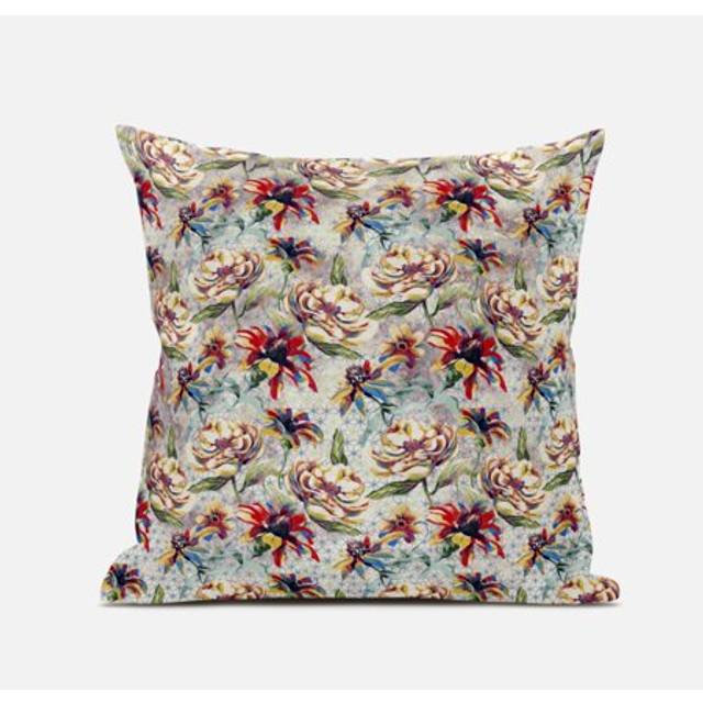 Roses Sprayed Stars Suede Blown and Closed Pillow by Amrita Sen in Blu
