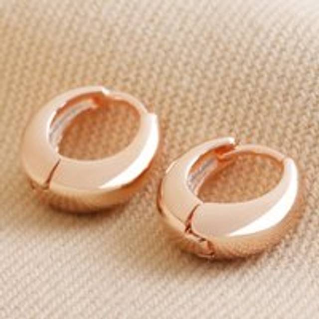 Wide Domed Huggie Hoop Earrings in Rose Gold - rose gold - one size
