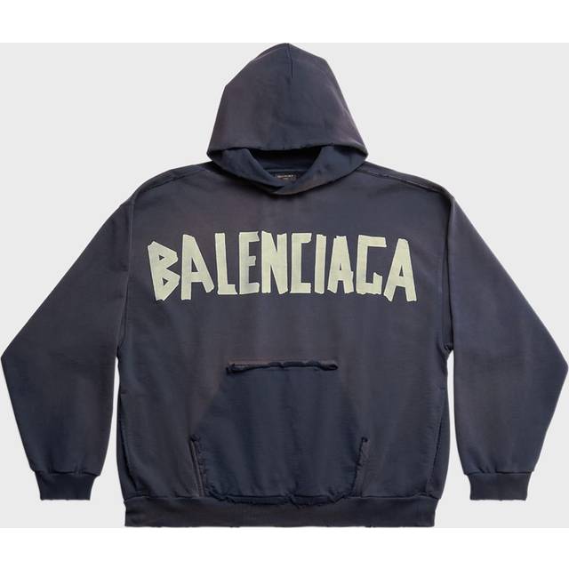 Balenciaga Tape logo cotton jersey hoodie - blue (UK 38)