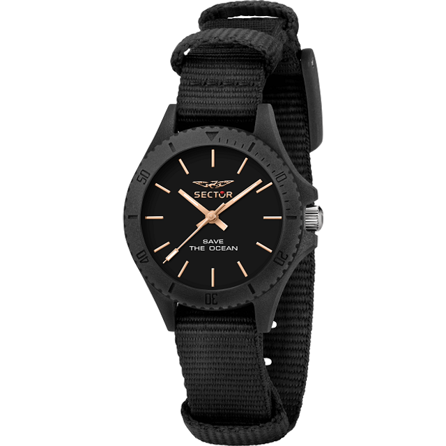 Sector Save The Ocean Black Sunray Dial Quartz R3251539501 Women's Watch