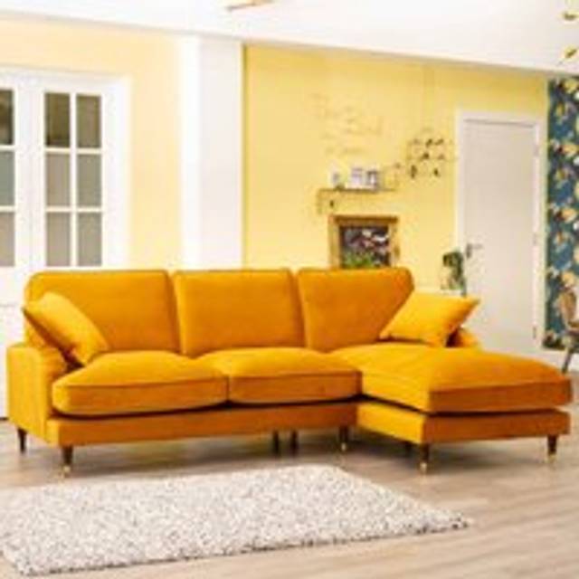 Artemis Home Duval Large Right Hand Facing Velvet Corner Sofa - Mustard, Yellow