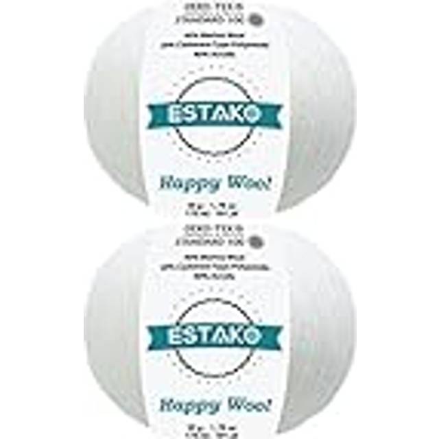 Estako Happy Wool (2 Skeins Pack) 40% Merino Wool 20% Cashmere Type Polyamide 40% Acyrlic Fingering Weight Soft Knitting and Crochet Yarn (2 x 1.76 oz