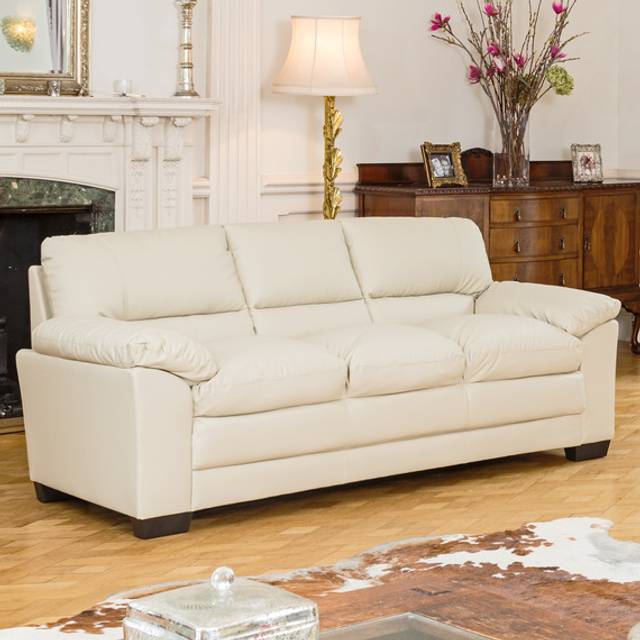 Genoa 3 Seater Cream Bonded Leather Sofa - Artemis Home