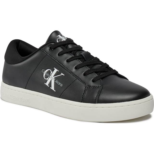 Calvin Klein Jeans Classic Cupsole Low Leather Trainer - Black/white, Black/White, Size 46, Men