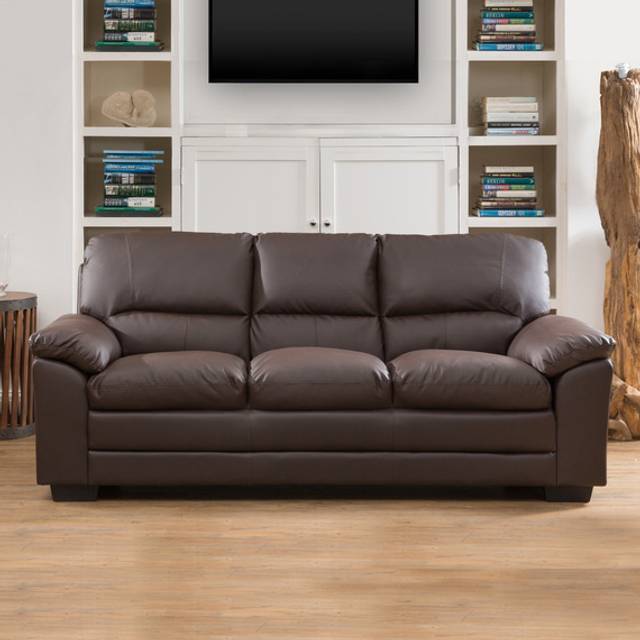 Genoa 3 Seater Brown Bonded Leather Sofa - Artemis Home