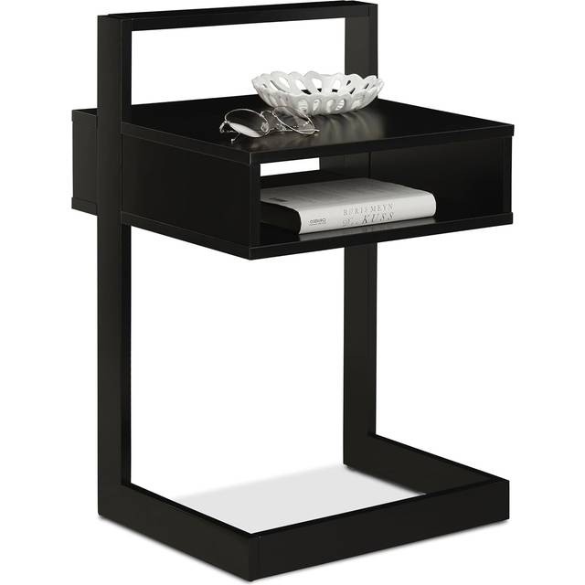 Side Table, Open Storage Compartment, h x w x d: approx. 60.5 x 40 x 34 cm, mdf & Wood, Black - Relaxdays