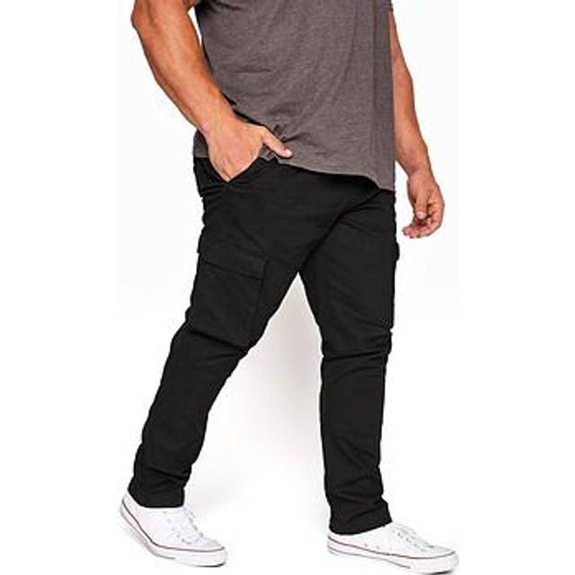 Inside Leg Size 32", Waist Size 56 Mens Badrhino Big & Tall Black Stretch Cargo Trousers Big & Tall - 32" 56
