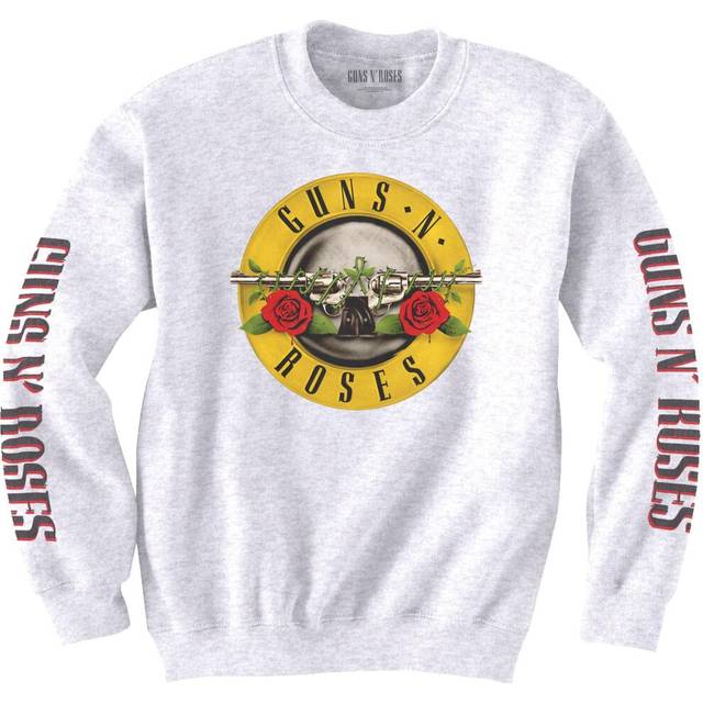 (L, White) Guns N Roses Unisex Adult Classic Text Logo Sweatshirt