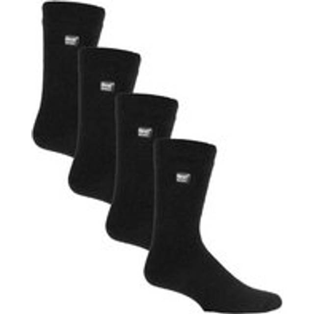 (6-11 UK, Black) Heat Holders - 4 Pair Mens Ultra Lite Extra Thin 1.0 TOG Casual Thermal Socks