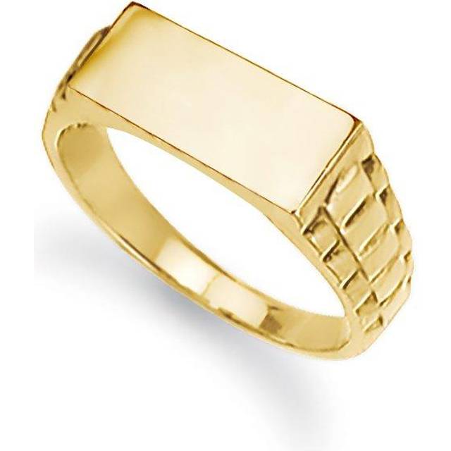 (N) Jewelco London Unisex Solid 9ct Gold Engravable Presidential Initial Blank Plate Signet Ring - JIR003