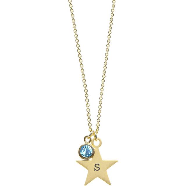 Treat Republic Personalised Gold Star with Birthstone Crystal Necklace, March, Women