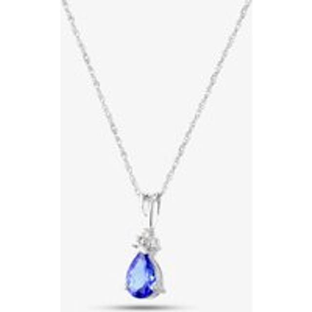9ct White Gold Diamond and Tanzanite Tear Drop Pendant VP07199 9KW-TANZ - Blue