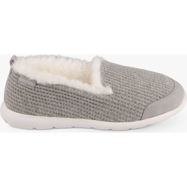 Isotoner® Ladies Iso-Flex Waffle Full Back Slipper Grey UK Size 7