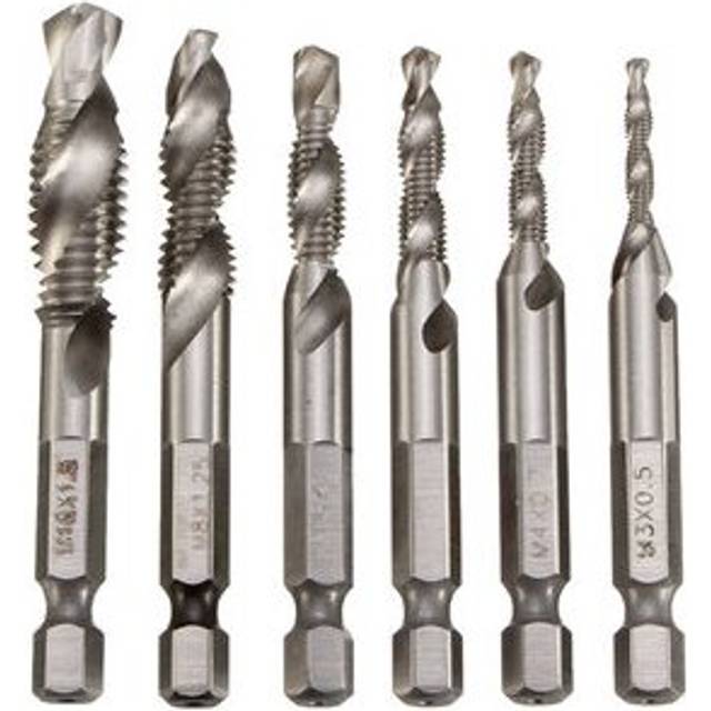 6Pcs HSS 1/4 Inch Hex Shank Combination Metric Drill Tap Bit Set M3-M10