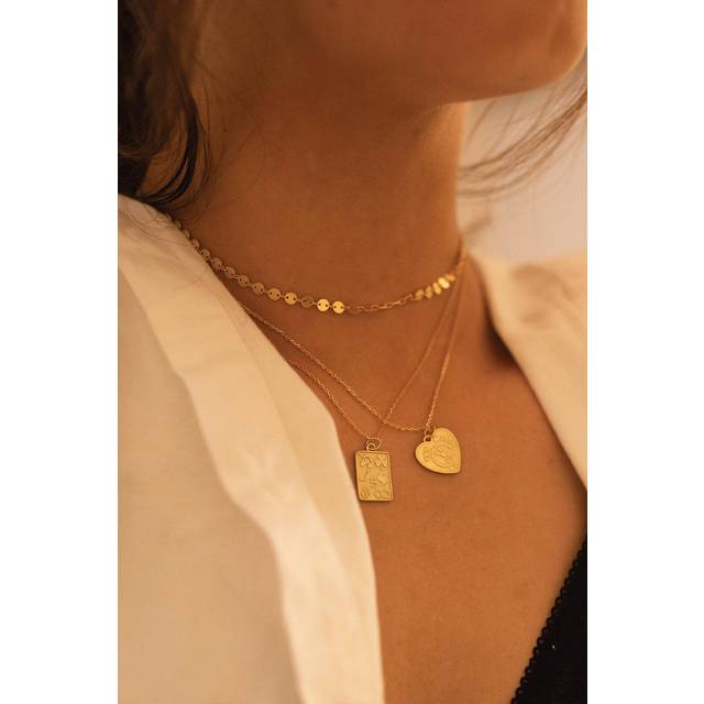 Elk & Bloom Chunky 14K Gold Playing Card Necklace - One Size