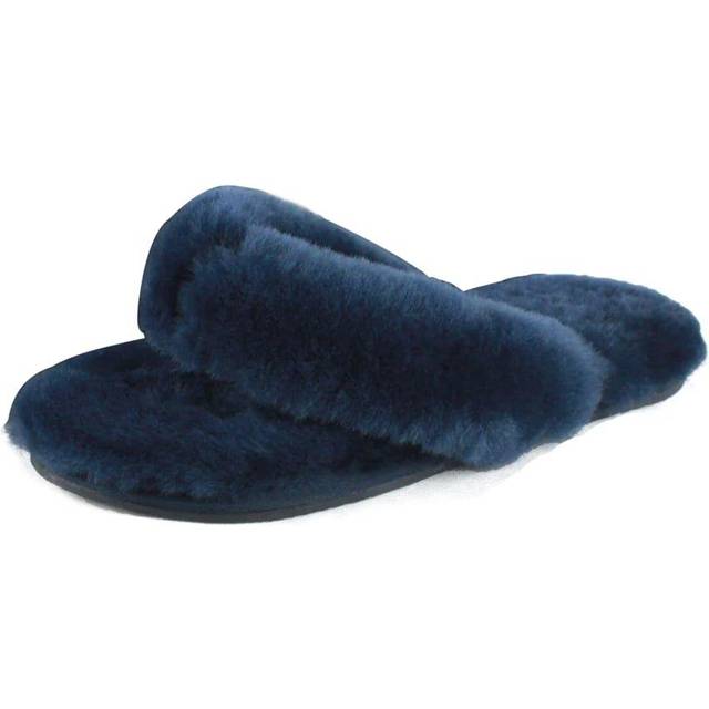(6 UK, Navy) Eastern Counties Leather Womens/Ladies Sheepskin Flip Flops