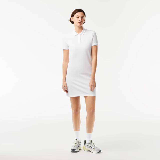 Cotton Pique Polo Dress - White - 12