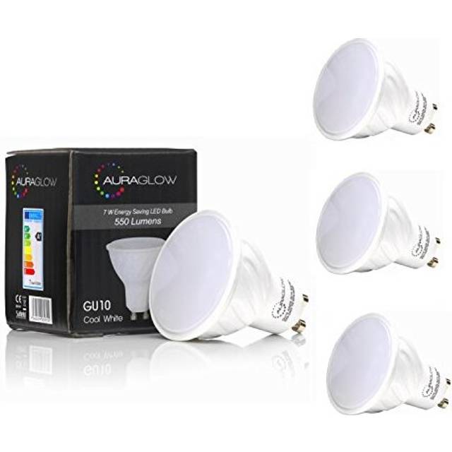 Auraglow Super Bright 5.5w LED GU10 Light Bulb, Daylight Cool White 6500k - RETROFIT - 550 Lumen - 70w EQV - Four Pack
