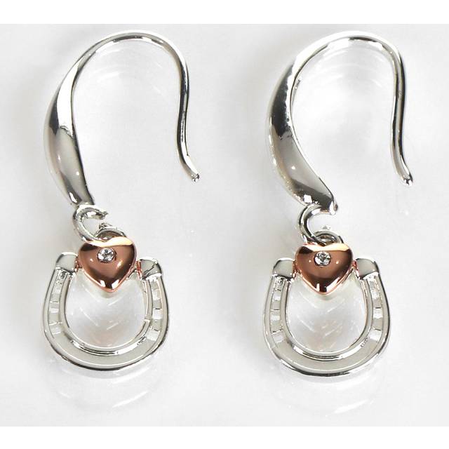 Equilibrium Two Tone Equestrian Horseshoe Heart Earrings