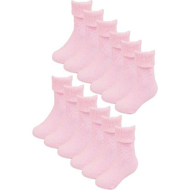 Sock Snob Unisex Baby Cotton Turn Over Top Socks - Pink - 6-12M