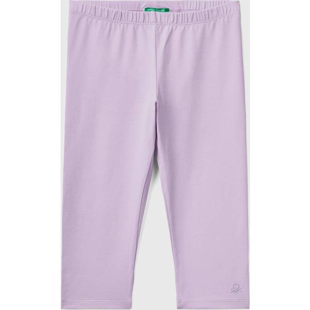 Benetton, Knee-length Stretch Cotton Leggings, size XL, Lilac, Kids