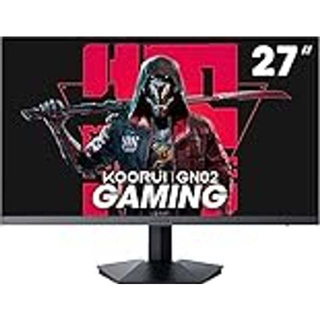 KOORUI 27 tum 144 Hz spelskärm, 2K 1440p QHD IPS HDR speldatorskärm, FreeSync 1 ms extremt låg rörelseoskärpa, ultratunn ram VESA monterbar, DP/2HDMI, justerbar lutning/höjd-/vridbar, svart