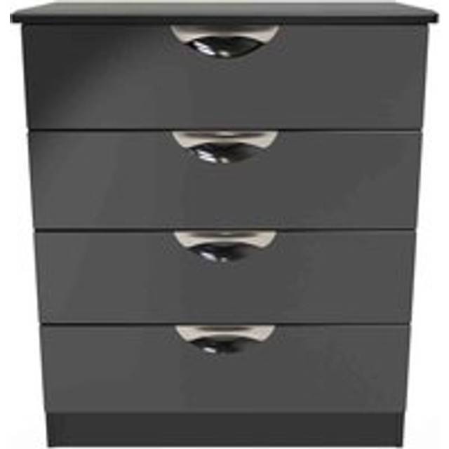 Welcome Furniture Ready Assembled Camden 4 Drawer Chest In Black Gloss, Black
