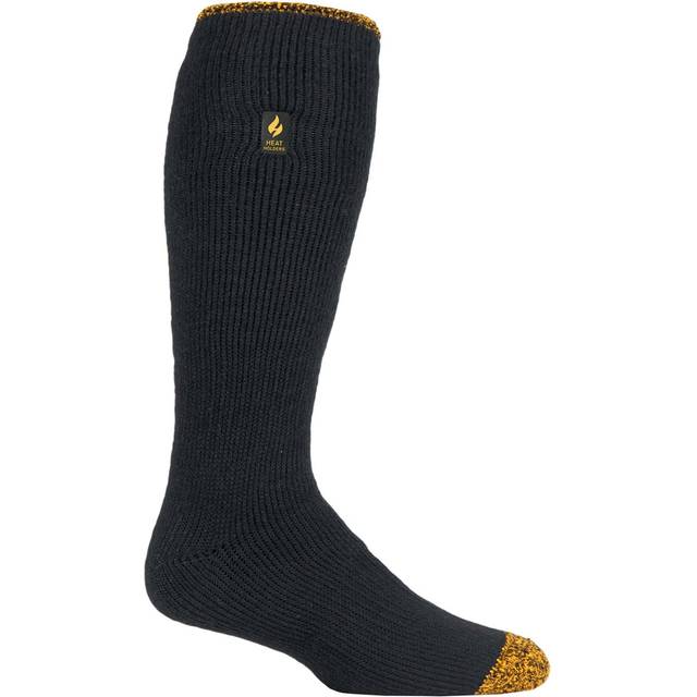 Mens 1 Pair SOCKSHOP Heat Holders 2.3 TOG Workforce Long Socks Black / Yellow