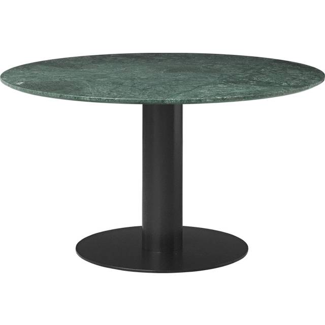 Gubi - GUBI 2.0 Dining Table, Ø 130 cm, Skiva: Marmor - Verde Guatemala, Bas: Svart - Matbord - Grön - Metall/Sten