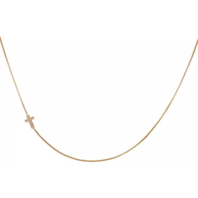 Rachel Jackson Womens Gold Cross 9ct Yellow-gold and 0.0325ct Round-cut Cultured Diamond Necklace 1 Size - GOLD