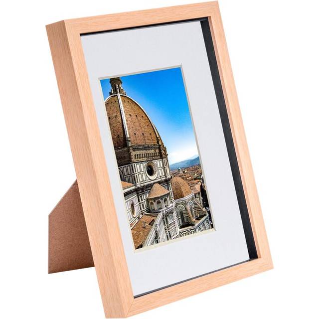 Light Wood A4 (8" x 12") 3D Shadow Box Frame with A5 Mount - White Mount