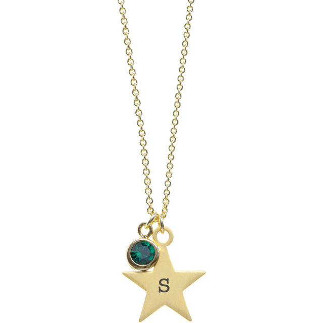 Treat Republic Personalised Gold Star with Birthstone Crystal Necklace, May, Women