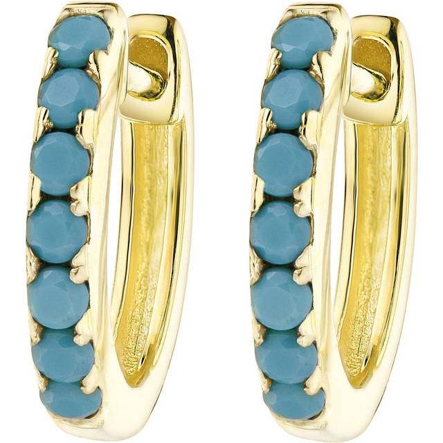 Emily & Ophelia Sterling Silver Gold Plated Blue 10mm Huggie Hoop Earrings