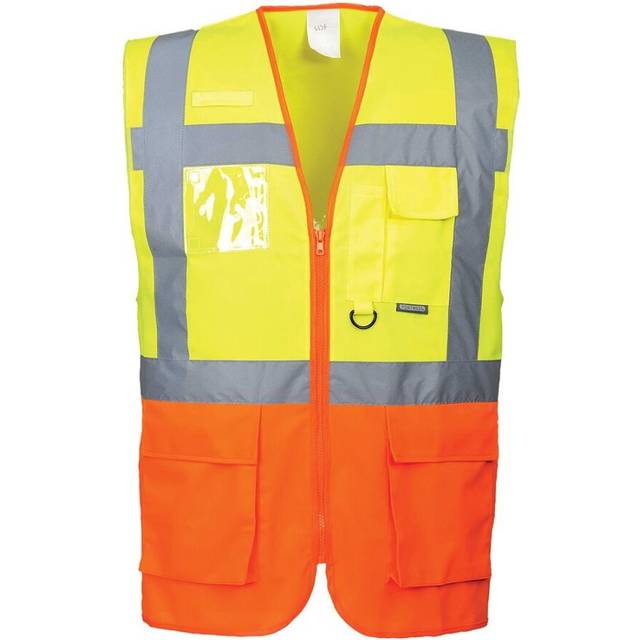 (S, Yellow/Orange) Portwest Mens Prague Hi-Vis Vest