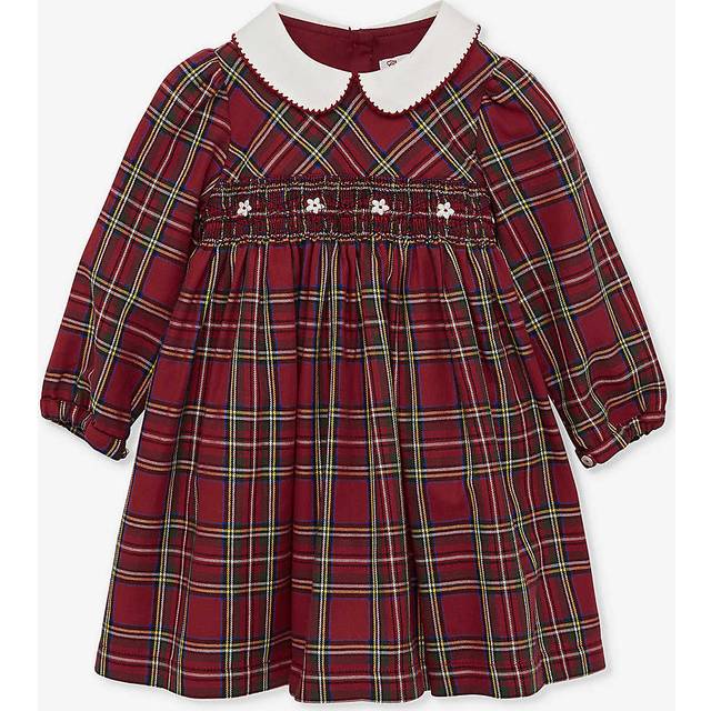 Trotters Girls Red Tartan Kids Charlotte Cotton Dress 3-6 Months - RED TARTAN